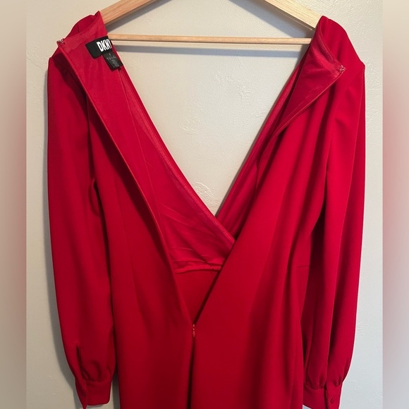 DKNY Long-Sleeve Surplice-Neck Faux-Wrap Dress - Picture 15 of 15